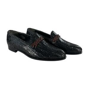 Versace Vintage Leather Woven Loafers